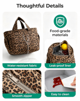 Sac à déjeuner isotherme pliable pour femme, 6L, imperméable, anti-fuite, en polyester léger, avec fermeture éclair, design matelassé mignon, pour le travail