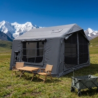 Tente de camping gonflable en polyester et coton 8m² 210g 3x2.65m, double porte AB, quatre saisons, imperméable, ouverture rapide automatique, OEM