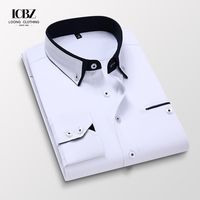 Chemise Business à Manches Longues Homme, Style Coréen, Carreaux ou Unie, Coupe Slim Décontractée, Sans Repassage, Fine, Habillée, de Luxe, Formelle