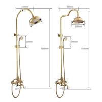Robinet de douche mural en laiton de style rétro européen antique, mitigeur d'eau chaude et froide, style vintage