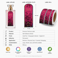 Autocollant cosmétique personnalisé imprimé, écologique, durable, imperméable, en papier adhésif, avec logo, transparent, doré, pour étiquette de parfum