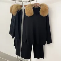 Ensemble de veste pull épaisse décontractée pour femme, col en V, en nylon/coton, anti-plis, patchwork, toutes saisons