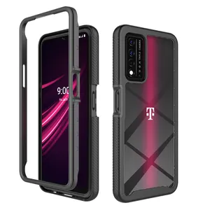 Funda de armadura de grado militar resistente a impactos, Protector de pantalla incorporado para t-mobile Revvl V + 5G