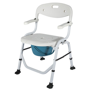 Chaise de toilette pliable et portable en alliage d'aluminium avec seau pour personnes âgées et femmes enceintes, usage domestique - Product Image 1