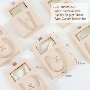 Boîte à <span class=keywords><strong>bijoux</strong></span> en carton rigide écologique de luxe avec logo personnalisé, boîte d'emballage en gros avec tiroir, poignée en ruban et insert en satin <span class=keywords><strong>pour</strong></span> cadeaux - Product Image 2