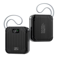 Power Bank Portabel, 10000mAh, Pengisian Cepat PD 22.5W, Kabel Ganda Terintegrasi, Layar Digital LED, Paket Baterai Multi-port Output