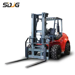 Tüm arazi 4wd forklift üreticisi 5 Ton ağır dizel tüm arazi forkliftler satılık supercharged motor taşıma kamyonu