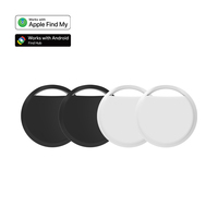 RSH Lot de 4 double traceurs AirTag certifiés MFi Google BLE 5.4 avec batterie au lithium pour suivi mondial des objets, clés et articles compatibles avec le réseau Localiser
