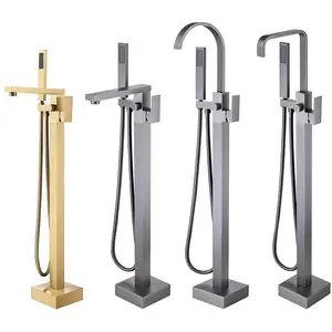 Offre Spéciale <span class=keywords><strong>robinet</strong></span> de baignoire sur pied <span class=keywords><strong>noir</strong></span> <span class=keywords><strong>mat</strong></span> <span class=keywords><strong>robinet</strong></span> de remplissage de baignoire au sol en laiton robinets de baignoire de salle de bain <span class=keywords><strong>avec</strong></span> <span class=keywords><strong>douchette</strong></span> - Product Image 1