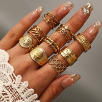 Bague ouverte ajustable pour femme en acier inoxydable, style européen et américain tendance, avec portrait de la Reine et placage or