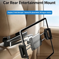 Support de téléphone et tablette 16 pouces pour appuie-tête de voiture, antivol, support iPad pour siège arrière, triple pliage, prise en charge 27 cm, rotation 360°, alliage d'aluminium