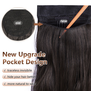 Queue de cheval en cheveux naturels, style cornrows, avec <span class=keywords><strong>filet</strong></span> extensible, 22 pouces de long, perruque volumineuse, extensions de cheveux en cornrows - Product Image 2