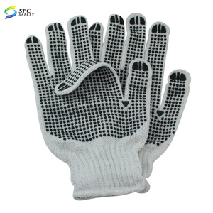 10 ölçer Palm Anti kayma doğal çift 2 taraflı siyah noktalar beyaz ağartılmış dize Knits pamuk Pvc noktalı el iş güvenliği eldiveni - Product Image 2
