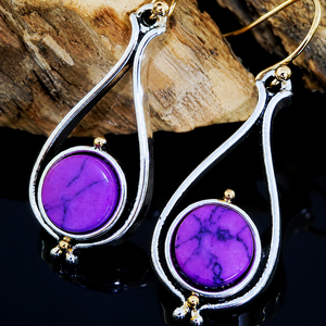 Orecchini floreali viola, gioielli retrò da donna per tutti i giorni, idee regalo - Product Image 4