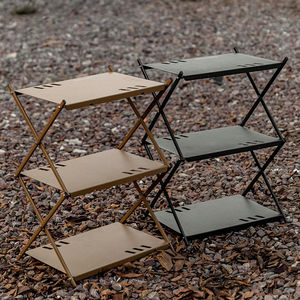 التخييم في الهواء الطلق 3 طبقات طوي للتخزين المحمولة متعددة الوظائف الألومنيوم رف التخزين للماء في الهواء الطلق - Product Image 1