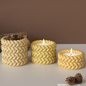 Gypse ciment tressé bougie tasse Silicone moule adapté pour bricolage Pot de <span class=keywords><strong>fleur</strong></span> boîte de rangement moule décoration de la maison - Product Image 6