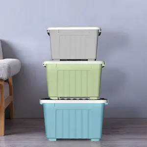 Large capacity multi-size plastic containers with wheels and lids storage boxes & bins striped non-slip and waterproof