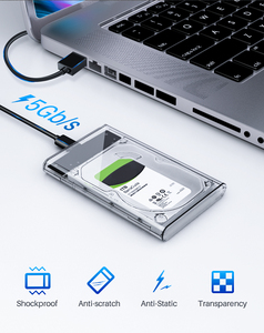 OSCOO HD1 2.5 英寸 SATA HDD/SSD 外壳，USB 3.0 Micro B，支持 UASP，透明 ABS+PC 外壳，适用于电脑应用 - Product Image 4
