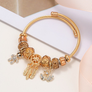 Nuovo bracciale da donna in acciaio inox <span class=keywords><strong>con</strong></span> ciondolo cigno placcato oro accessori Zirconia moda animale - Product Image 4
