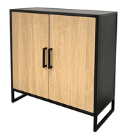 Mueble Moderno de Madera con Marco de Metal Negro, 2 Puertas, Ecológico, Gran Capacidad, Mueble para el Hogar, Entrada, Sala de Estar, Comedor, Dormitorio