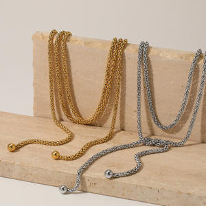 Vente en gros Nouveau collier enveloppé à longue chaîne en acier inoxydable à la mode Collier de bijoux étanche plaqué or - Product Image 5