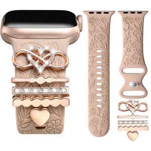 Upro Fashion Wholesale Heart Watch Strap Charms Pack pour bracelet Apple Watch en silicone, ensemble d'anneaux décoratifs, accessoires pour bracelet de montre - Product Image 2