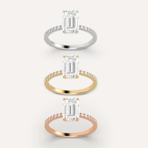 خاتم خطوبة من الماس المزروع في المختبر بقطع الزمرد vs2 حاصل على شهادة إيجي 1CT D vs2 مع مجموعة تمهيد من الأحجار الجانبية خاتم ألماس ذهبي عيار 14 قيراط - Product Image 4