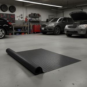 Rollo de suelo de goma con placa de diamante, 3mm X 4 pies X 10 pies, alfombrilla de garaje fácil de limpiar para coches, industria de garaje, gimnasio, goma SBR negra - Product Image 2