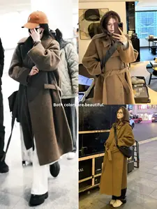 <span class=keywords><strong>Poncho</strong></span> long <span class=keywords><strong>en</strong></span> laine d'<span class=keywords><strong>alpaga</strong></span> vintage style LEM pour femmes, design asymétrique, col mandarin, épaisseur standard - Product Image 4