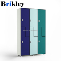 Casiers intelligents Brikley de haute qualité, couleur grain de bois, casier de rangement HPL avec serrure intelligente numérique pour salle de sport