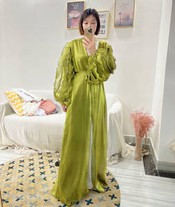 Abaya de Verano 2022, Elegante Vestido Largo de Dubái con <span class=keywords><strong>Falda</strong></span> Blanca Interior, 5 Colores, Abaya Musulmana para Mujer - Product Image 3