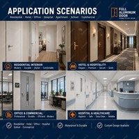Porte intérieure entièrement en aluminium, porte métallique sur mesure pour projets hôteliers et d'appartements