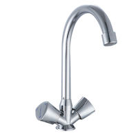 Robinet de cuisine double vasque contemporain de haute qualité, finition zinguée, idéal pour l'hôtellerie, rotation à 360 degrés, facile à utiliser
