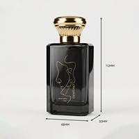 Flacon de parfum en verre carré personnalisé avec logo, 30 ml, 50 ml, 100 ml, flacon de parfum de luxe noir, flacon de parfum à sertir de 15 mm avec boîte