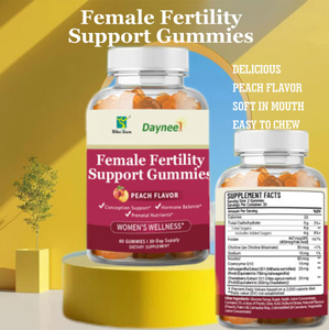 Gomitas de Apoyo a la Fertilidad Femenina de Marca Privada OEM Winstown, Sabor a Melocotón, Folato, Inositol, CoQ10, Suplemento para el Equilibrio Hormonal - Product Image 1