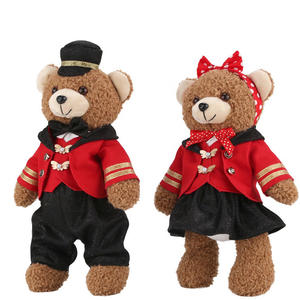 ZAVES, oso de peluche marrón para estudiantes, juguete de peluche con decoración de uniforme escolar, juguete suave para regalo para graduación, relleno de algodón PP - Product Image 3