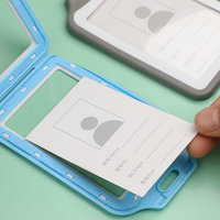 Porte-Badges Bicolores Verticaux en Plastique Double Face Transparents pour Cartes d'Identité et d'Accès Étudiants
