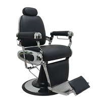 Chaise de Salon de Beauté Portable, Chaise de Barbier Noire, Pivotante à 360°, en Cuir, Réglable en Hauteur, Chaise de Coiffure en Métal Doré