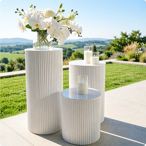 Set di 3/5 Alzatine per Fiori in Metallo Bianco, Piedistallo Ondulato Rotondo, Espositore per Torte, Set di Alzatine per Dessert, Decorazione per Matrimoni - Product Image 4