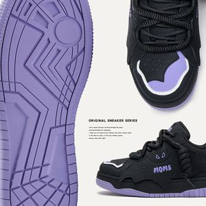 Scarpe Guangzhou [<span class=keywords><strong>Black</strong></span> Knight] Designer Tendenza Nazionale <span class=keywords><strong>Batman</strong></span> Bread Shoes con Suola Spessa Rialzante Stringate Uomo Unisex - Product Image 4