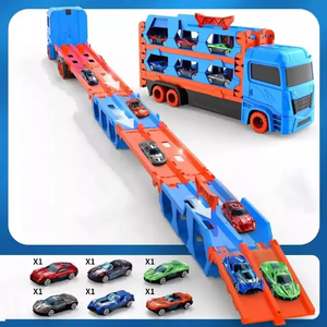 Set di <span class=keywords><strong>Camion</strong></span> <span class=keywords><strong>Giocattolo</strong></span> a Retrocarica per Bambini, <span class=keywords><strong>Camion</strong></span> con Rimorchio e Binario Pieghevole, Giocattoli per Ragazzi - Product Image 5