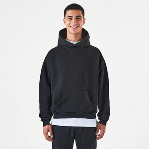 Custom Logo Hot Sale New Design No <b>String</b> Drop Shoulder 500 Gsm 100% Cotton Fleece Heavyweight Embossed Hoodies - Product Image 1