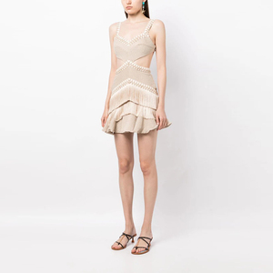 Đầm nữ mùa hè kiểu dáng thanh lịch <span class=keywords><strong>2025</strong></span>, thiết kế ôm dáng, cổ V, không tay, đầm mini thường ngày, đầm sang trọng với chi tiết cắt kim loại và tua rua - Product Image 2