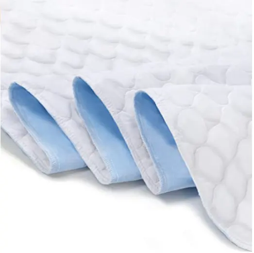 Almofada para urina de cama de adulto lavável, 4 camadas de algodão, para incontinência, roupa de cama para animais de estimação, branco, hospital