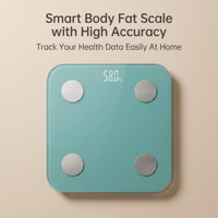 Balance connectée intelligente BIA en verre trempé de 4 mm avec écran LCD 62x25mm, 8 utilisateurs, 2 piles AAA, mesure du poids, de la masse grasse, musculaire, d'eau et de masse osseuse, capacité 180 kg