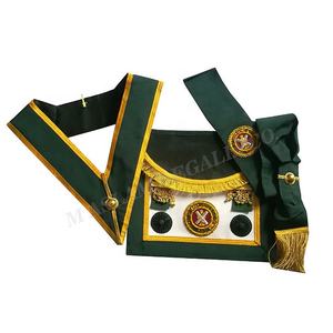 Craft past Master Blue Lodge Tablier de robe provinciale Tablier à manches sanitaires avec niveaux de té en métal argenté et logo brodé - Product Image 4