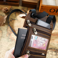Portefeuille vintage en cuir véritable Crazy Horse fait main avec blocage RFID, pochette de voyage unisexe pour passeport et rangement d'argent autour du cou