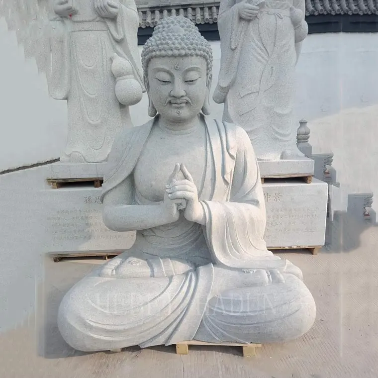 Customized Outdoor Decoration Hand Carved Religious Giant Meditating Buddha Statues Natural Stone Carving Marble Buddha Statue