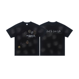 T-shirt noir délavé à l'acide pour homme, motif voiture vintage, manches courtes, streetwear - Product Image 4