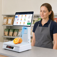 Terminal de point de vente tactile AI avec balance intégrée, caisse enregistreuse tout-en-un, écran 15,6 pouces, imprimante intégrée, Intel I5, Windows